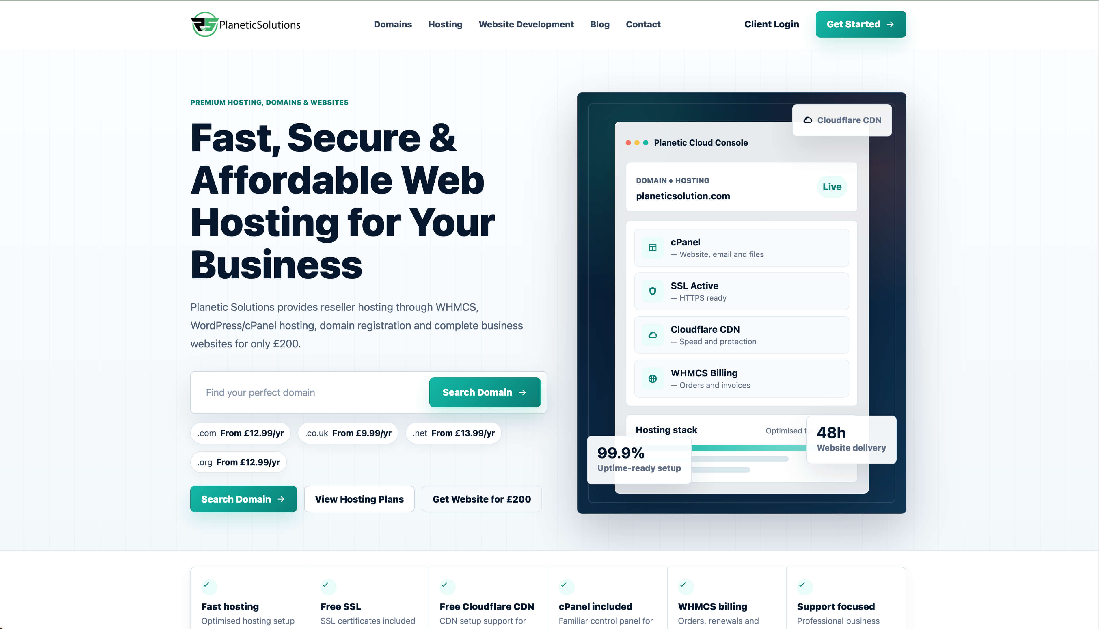 Planetic Solutions Hosting Website
